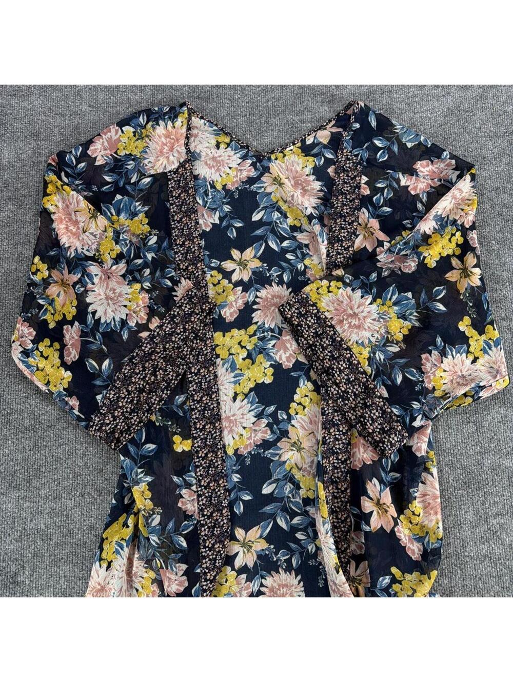 Floral Patterned Sheer Kimono Shawl Coverup - Spring, Summer, Beach, Festival